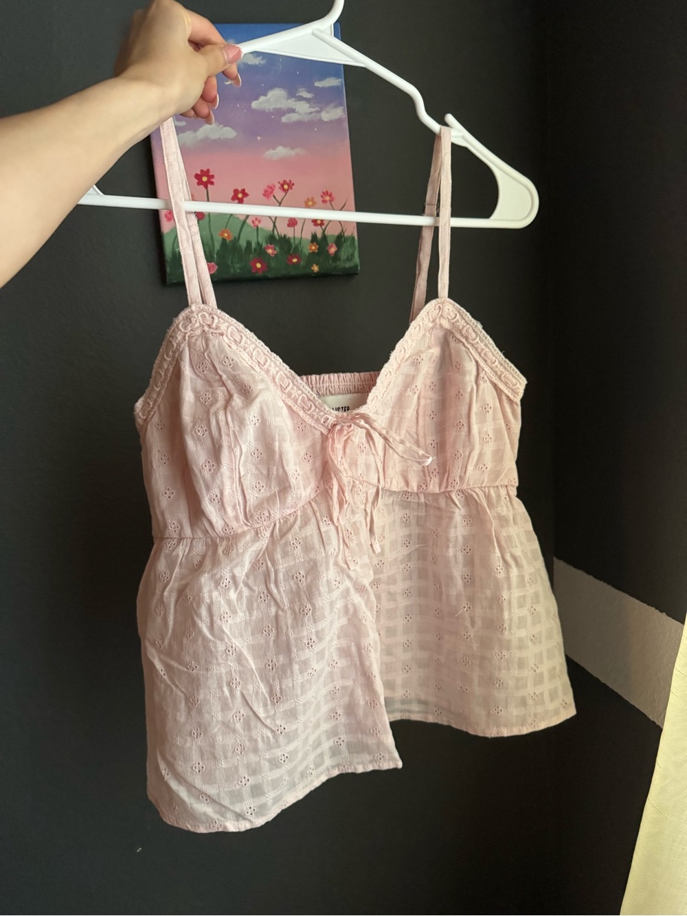 Brand New Hollister Baby Pink Eyelet Babydoll Top